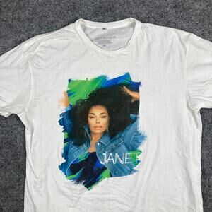 Janet Jackson T-Shirt Mens XL White Graphic Music Tour Concert Tee